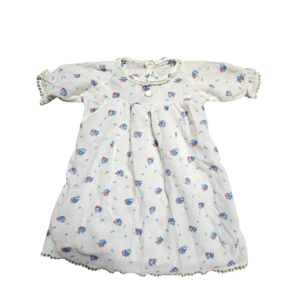 Vintage‎ Baby Girls Floral Lace Trim Nightgown Dress M Retro 90s Cottagecore